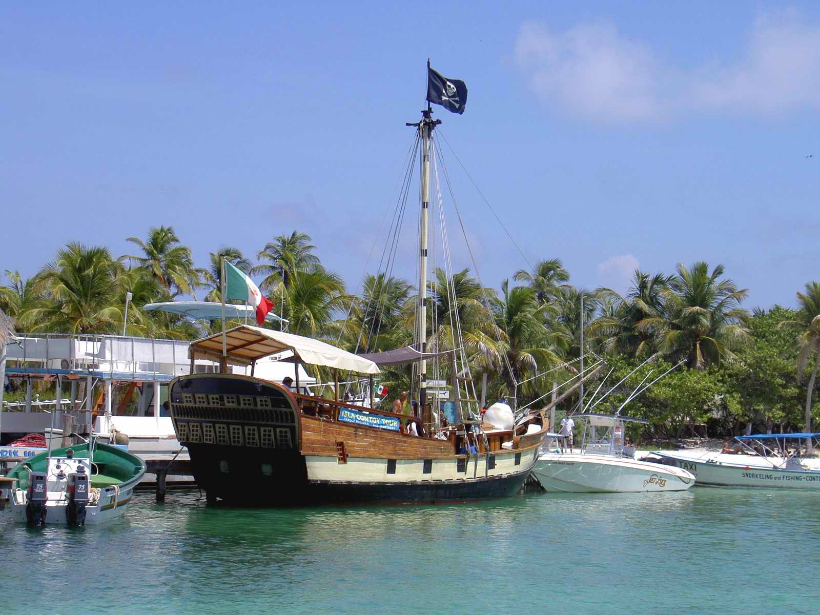 Corsario at dock in Contoy Island