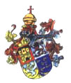 The new Coat of arms Cristopher  Columbus was given  from the catholic Kings of Spain after the historical achievement it shows the Royal Coat of arms of Leon and Castillia as well as the islands of  western India and the five golden anchors on blue ground as admiral of the Atlantic Ocean
