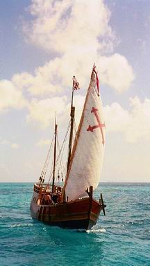 Caravel NIña sail swifly before the wind only under her latin  Main