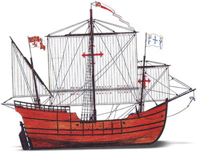 The sailplan of the Pinta showing her classic lateral plan Lateraler Segelplan